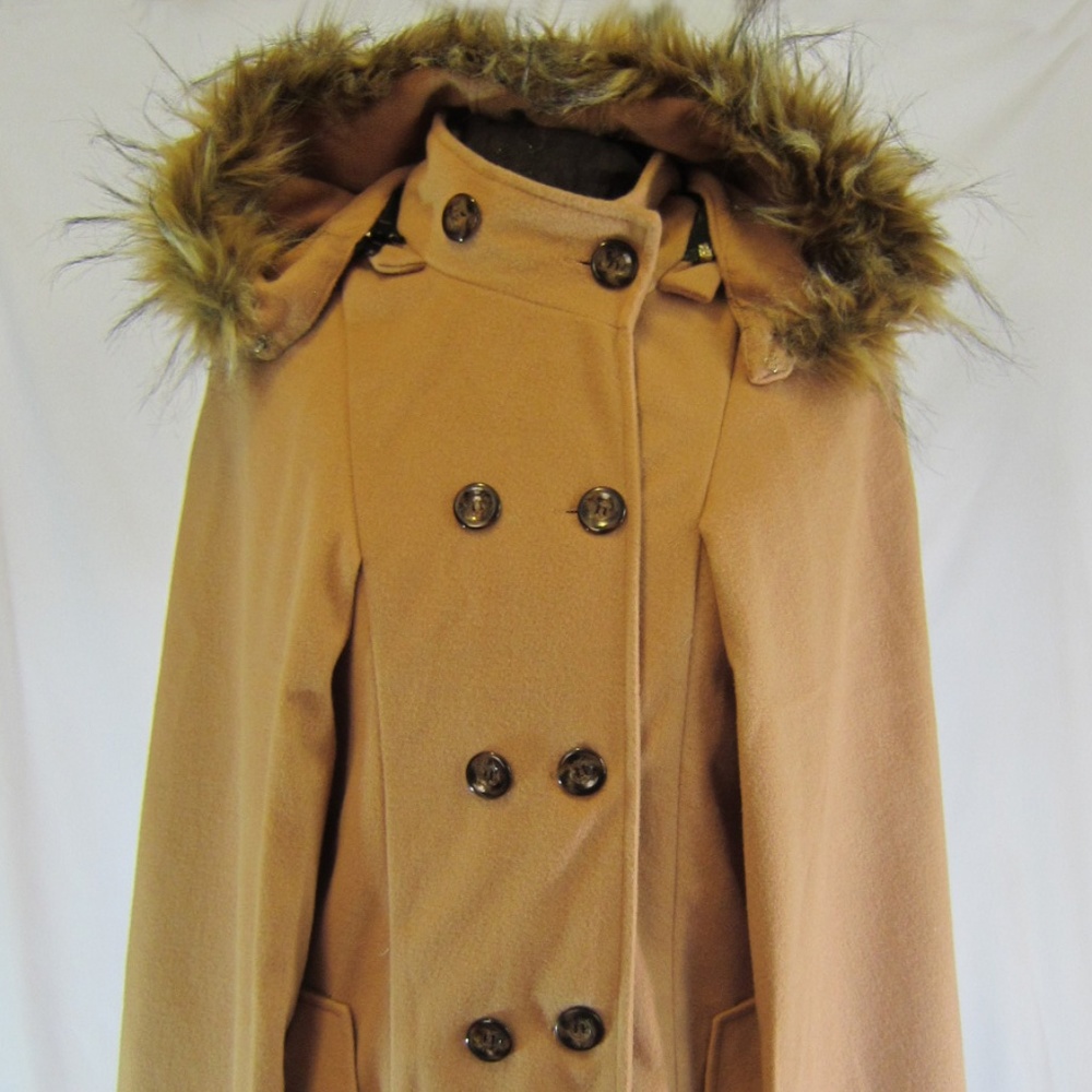 Cape w/Removable Faux Fur Hood
